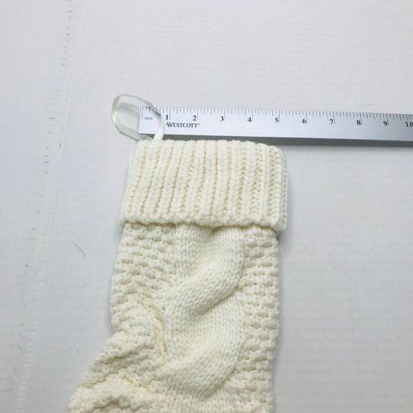 14 Inch Cable Knitted Christmas Stocking Farmhouse Cream White New Without Tags - Picture 5 of 6